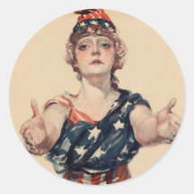 Vintage Patriotic Woman Sticker