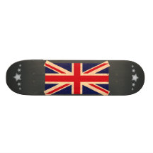 Vintage Pattern English Flag Skate Board