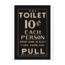 Vintage pay toilet sign in black post card