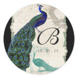 Vintage Peacock 5 - Wedding Seal or Sticker