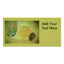 Vintage Peacock Art Collage Photo Card