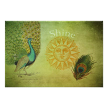 Vintage Peacock Art Collage Photo Print