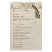 Vintage Peacock Black, Dinner Menu Sheet