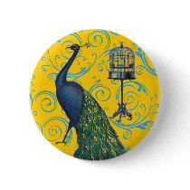 Vintage Peacock & Cage Buttons