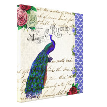 Vintage Peacock Collage canvas print