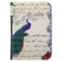 Vintage Peacock Collage kindle case