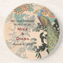 Vintage Peacock Drink Coasters