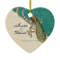 Vintage Peacock & Etchings Christmas Ornament