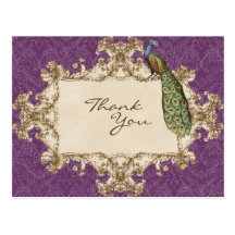Vintage Peacock & Etchings, Thank You Notes Post Card