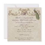 Vintage Peacock & Etchings Wedding Invitation