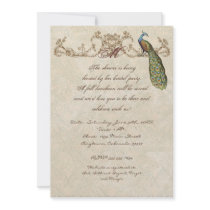 Vintage Peacock & Etchings Wedding Invitation