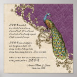 Vintage Peacock & Etchings - Wedding Personalized Posters