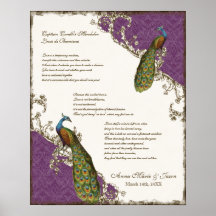 Vintage Peacock & Etchings - Wedding Personalized Print