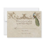 Vintage Peacock & Etchings Wedding RSVP Card Custom Invitations