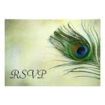 Vintage Peacock Feather Wedding RSVP Response Card Invite