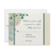Vintage Peacock, Feathers  RSVP response card