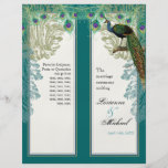 Vintage Peacock, Feathers - Wedding Program Full Colour Flyer