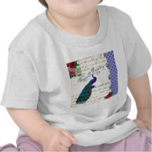 Vintage Peacock Song Collage Tee Shirt