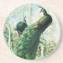 Vintage Peacocks Drink Coasters