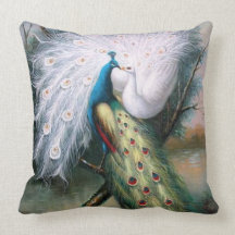 Vintage Peacocks Kiss Throw Pillows