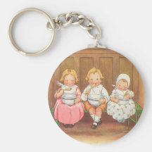 Vintage Pease Porridge Hot Childrens Nursery Rhyme Keychains