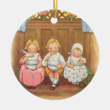 Vintage Pease Porridge Hot Childrens Nursery Rhyme Christmas Tree Ornaments