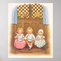 Vintage Pease Porridge Hot Childrens Nursery Rhyme Posters