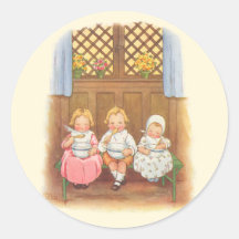 Vintage Pease Porridge Hot Childrens Nursery Rhyme Round Sticker