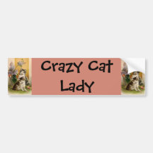 Vintage Pet Animals Victorian Cats Kittens Flowers Bumper Sticker