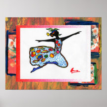 Vintage Peter Max style Floral dancer Poster