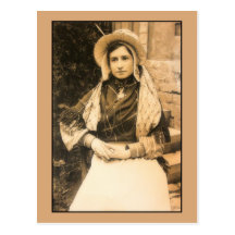 Vintage photo pretty Flemish Milkmaid, Antwerp Post Card