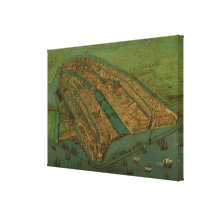 Vintage Pictorial Map of Amsterdam (1538) Stretched Canvas Prints