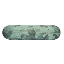 Vintage Pictorial Map of Boston Harbour (1897) Skate Decks