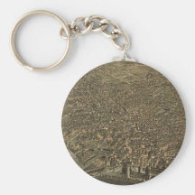 Vintage Pictorial Map of Buffalo New York (1880) Key Chains
