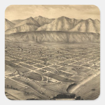 Vintage Pictorial Map of Santa Barbara CA (1877) Square Stickers