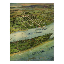 Vintage Pictorial Map of West Palm Beach (1915) Post Cards