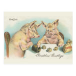 Vintage Pigs Playing Dice Post Card