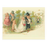 Vintage Pigs Wedding Postcard