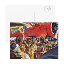 Vintage Pilot, Woman and Airplane with Paparazzi Postcards