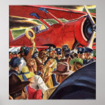 Vintage Pilot, Woman and Airplane with Paparazzi Print
