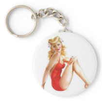 vintage pin up red key chain