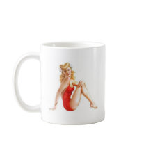 vintage pin up red coffee mug