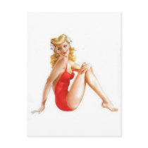 vintage pin up red postcard