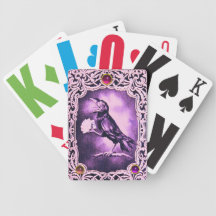 Vintage Pink Black Crow Playing Poker ,Amethyst