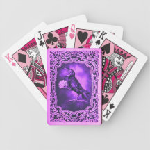 Vintage Pink Blue Crow Playing Poker