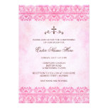 Vintage pink damask baptism/christening invitation