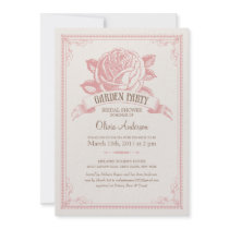 Vintage Pink Garden Party Shower Invitations