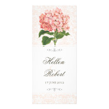 Vintage Pink Hydrangea Wedding Ceremony Program Rack Card