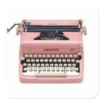 Vintage Pink Manual Typewriter Stickers (square)