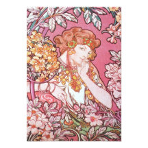 Vintage Pink Mucha Art Custom Announcement
